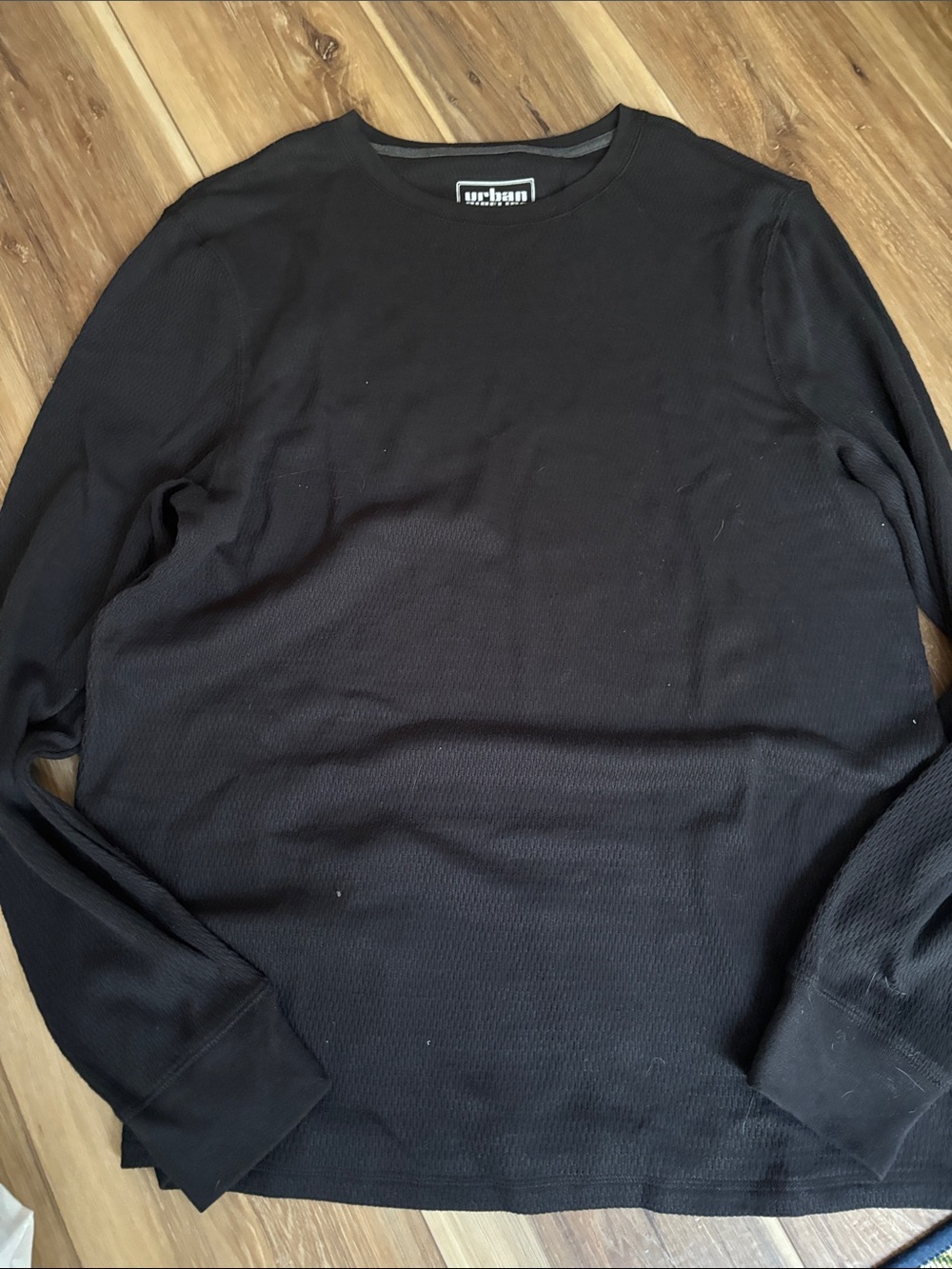 urban pipeline Black Waffle Knit Long Sleeve Crew